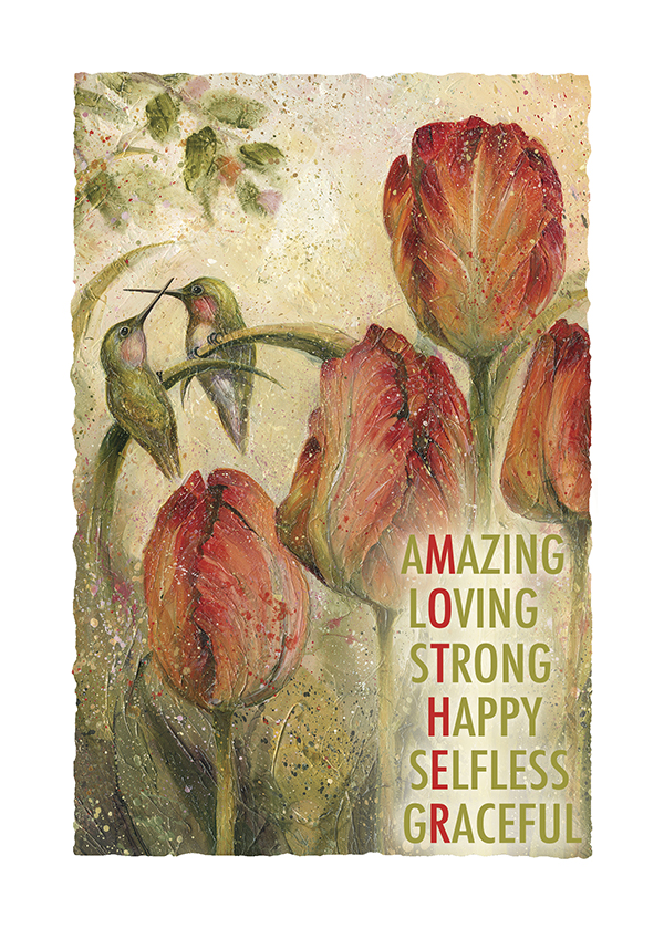 Mother: Amazing, Loving, Strong, Happy, Selfless, Graceful - Art Card