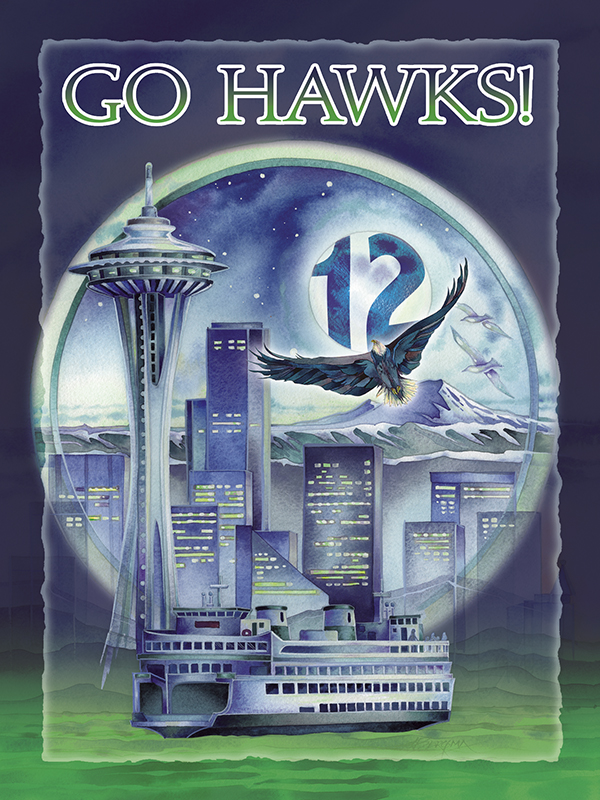 Seattle - Hawk Power! - Easel Back Tile