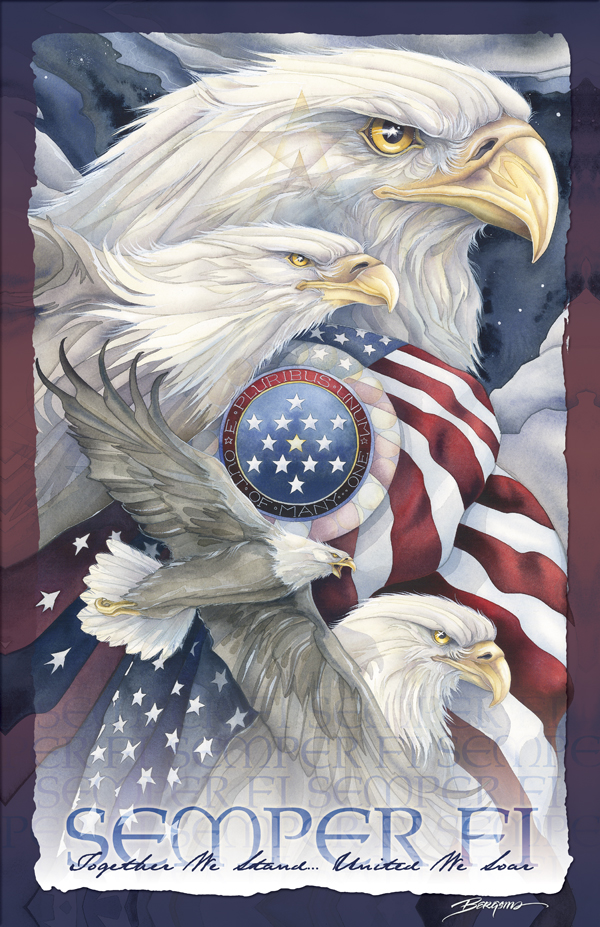 Eagles / Semper Fi - 11 x 14 in Poster  