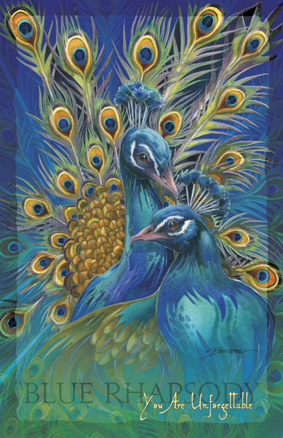 Peacocks / Blue Rhapsody - 11 x 14 inch Poster   