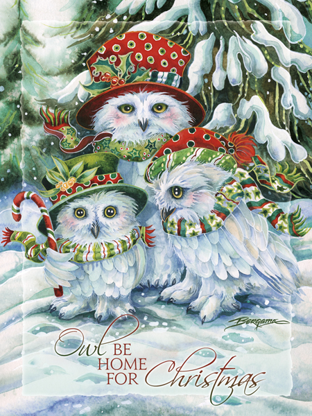 OWL Be Home For Christmas - Easel Back Tile