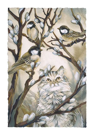 Cats / Here Birdie, Birdie - Art Card