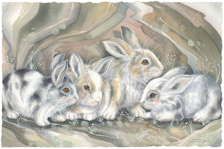 Bunnies / Hoppiness Is Meant To Be Shared - Art Card