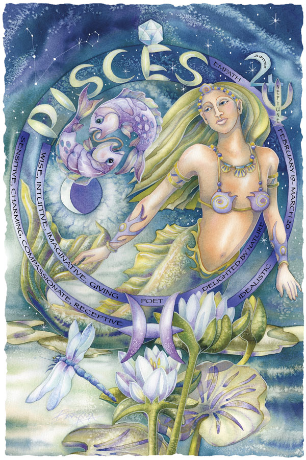 Pisces Zodiac Small Prints (Click for options & image enlargement)                     