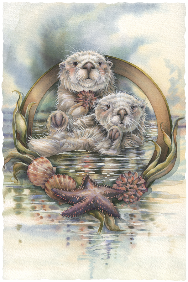 Otters / Stars Of The Sea. - Art Card 