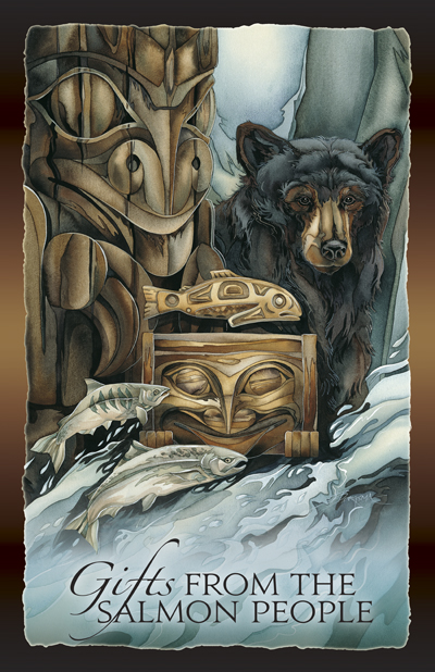 Bears (Black) / Gifts Of The Salmon People - 11 x 14 inch Poster  