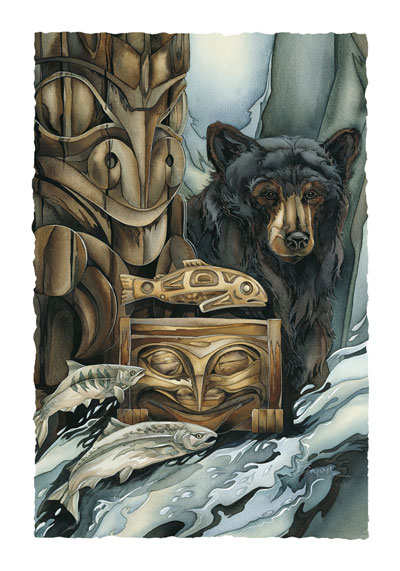 Bears (Black) / Gifts Of The Salmon People - Art Card